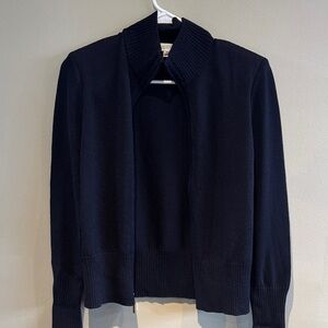 St John Sport S navy blue knit jacket zip front